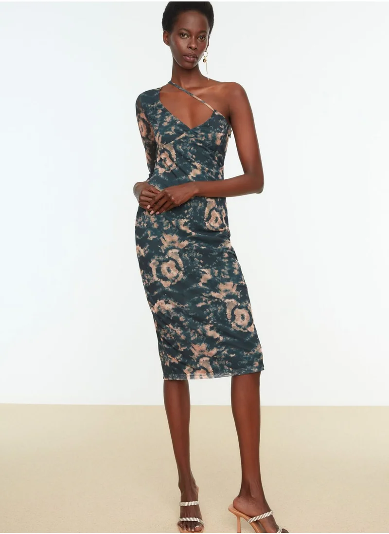 trendyol Asymmetric Bodycon Printed Dress