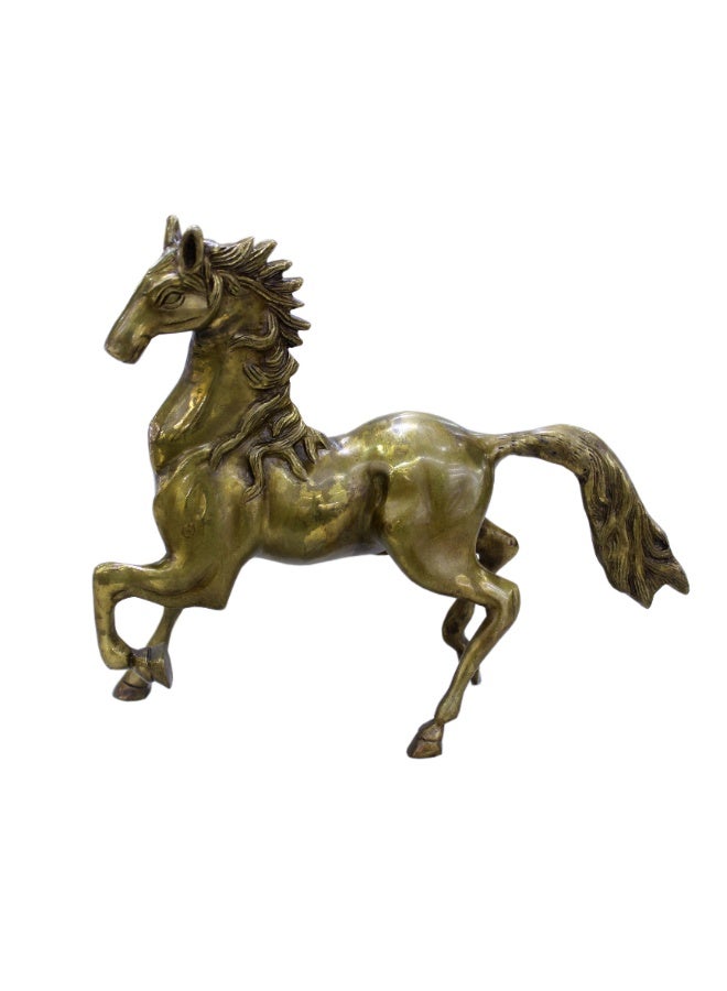 تمثال حصان صغير الحجم من النحاس الأصفر العتيق، قطعة ديكور منزلية، يجلب الحظ السعيد والنجاح والازدهار. - Image 1