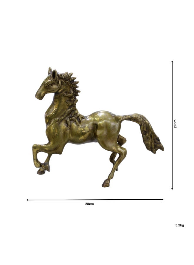 تمثال حصان صغير الحجم من النحاس الأصفر العتيق، قطعة ديكور منزلية، يجلب الحظ السعيد والنجاح والازدهار. - Image 2