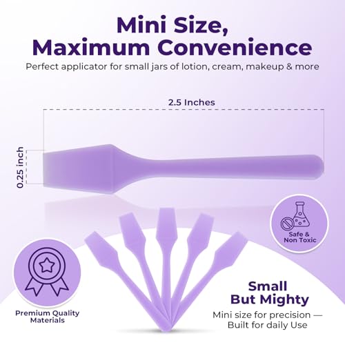 Kopperko Mini Face Spatula (2.5", 100 Pack) - Small Foundation Spatula for Skincare, Creams, & Crafts | Plastic Face Lotion Applicator Tool for Mixing, Cosmetic, Face Mask | Purple - Image 3