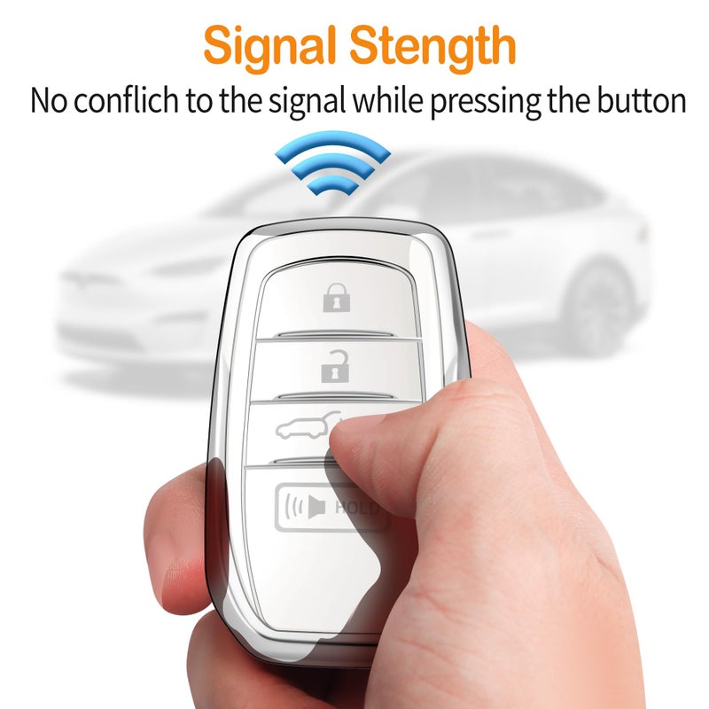 Sindeda for Toyota Key Fob Cover with Metal Keychain & Leather Strap for 2025-2026 Camry 4 Runner 2019-2026 Venza, Land Cruiser,2023-2026 Tacoma Grand Highlander,Corolla,bZ4X,4-5 Buttons(White) - Image 5