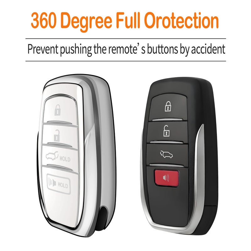 Sindeda for Toyota Key Fob Cover with Metal Keychain & Leather Strap for 2025-2026 Camry 4 Runner 2019-2026 Venza, Land Cruiser,2023-2026 Tacoma Grand Highlander,Corolla,bZ4X,4-5 Buttons(White) - Image 4