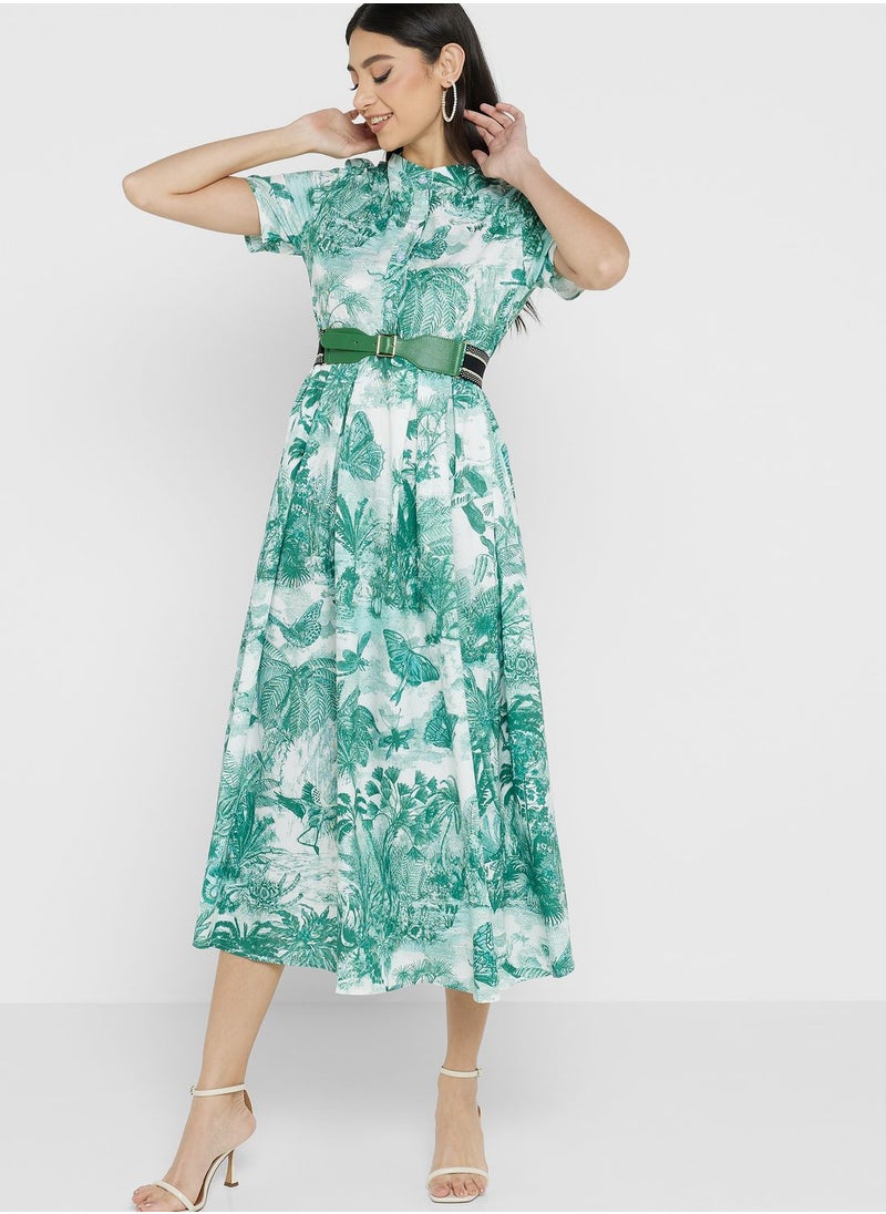 ELLA Printed A-Line Dress  - Image 1