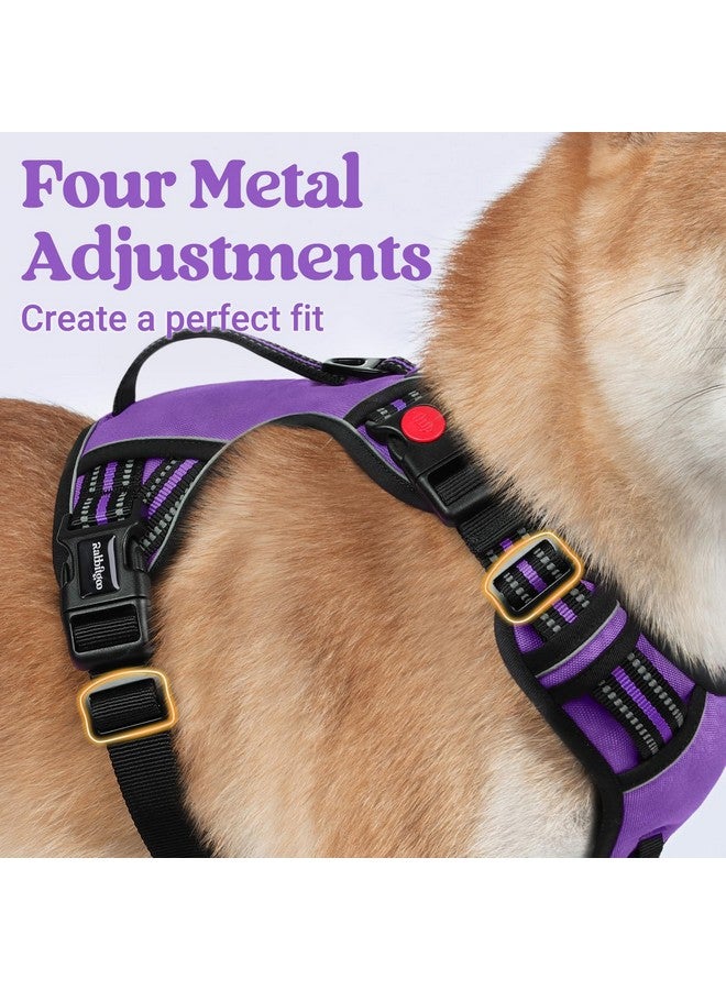 رابيتجو تسخير الكلاب من rabbitgoo للكلاب الكبيرة، تسخير للحيوانات الأليفة بدون سحب مع مقبض مبطن ناعم، سترة عاكسة قابلة للتعديل مع 3 مشابك، تسخير سهل المشي مع مشبكين للمقود، أرجواني، كبير - Image 5