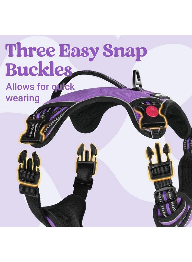 رابيتجو تسخير الكلاب من rabbitgoo للكلاب الكبيرة، تسخير للحيوانات الأليفة بدون سحب مع مقبض مبطن ناعم، سترة عاكسة قابلة للتعديل مع 3 مشابك، تسخير سهل المشي مع مشبكين للمقود، أرجواني، كبير - Image 4