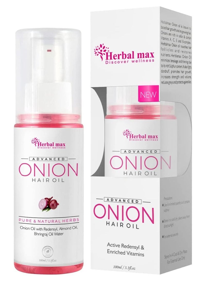 Herbal max Advance Onion Seed Hair Oil for Silky and Strong Hair 100ml - Image 1
