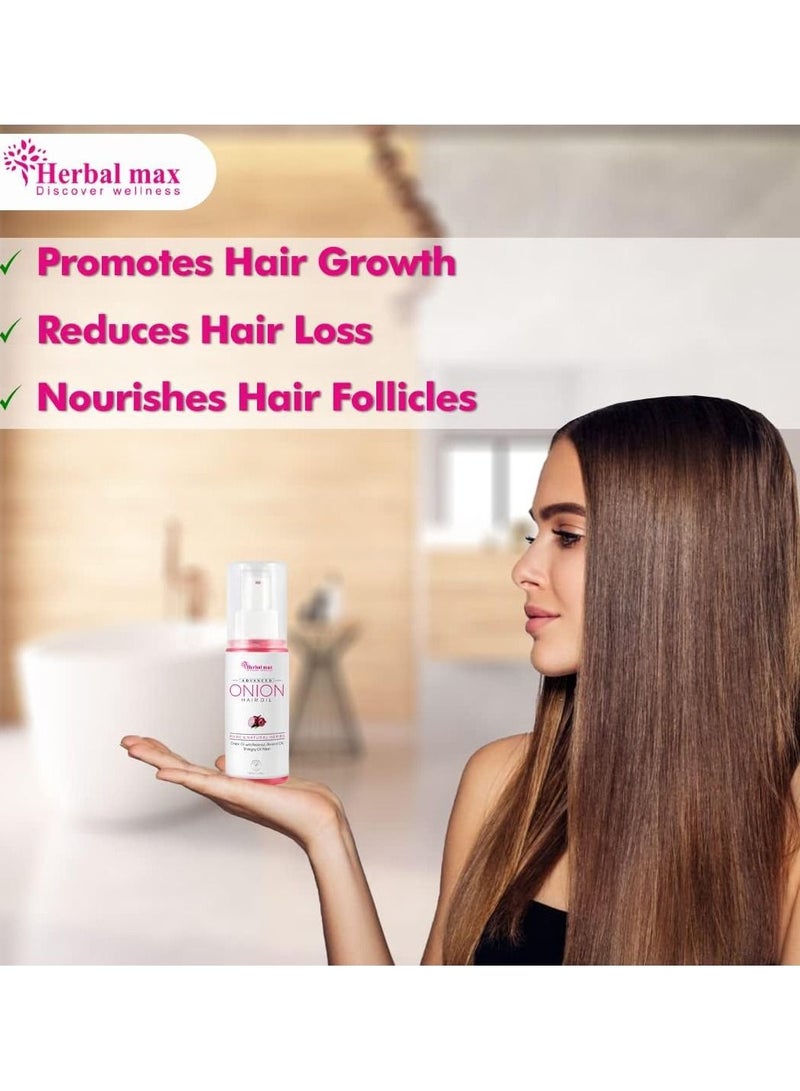 Herbal max Advance Onion Seed Hair Oil for Silky and Strong Hair 100ml - Image 2