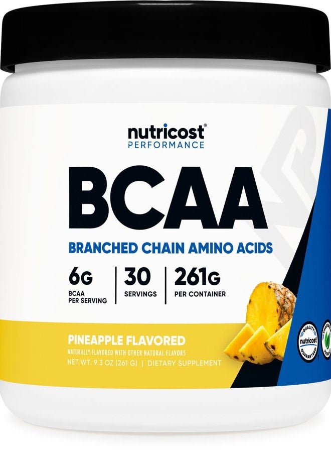 Nutricost BCAA Powder (Pineapple, 30 Servings) - Optimal 2:1:1 Ratio - Image 1