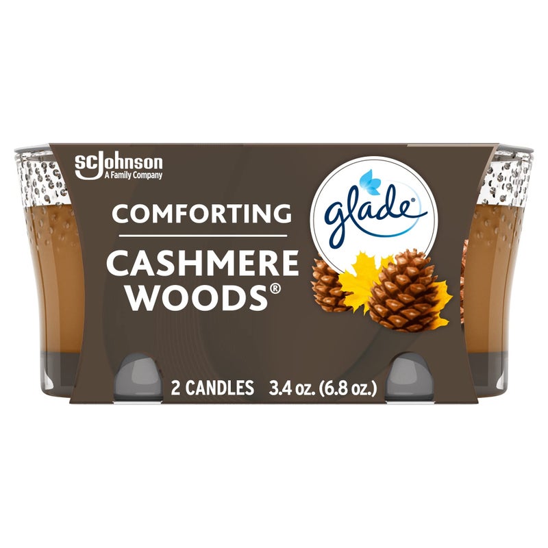 Glade Candle Jar, Air Freshener, Cashmere Woods, 3.4 Oz, 2 Count - Image 1