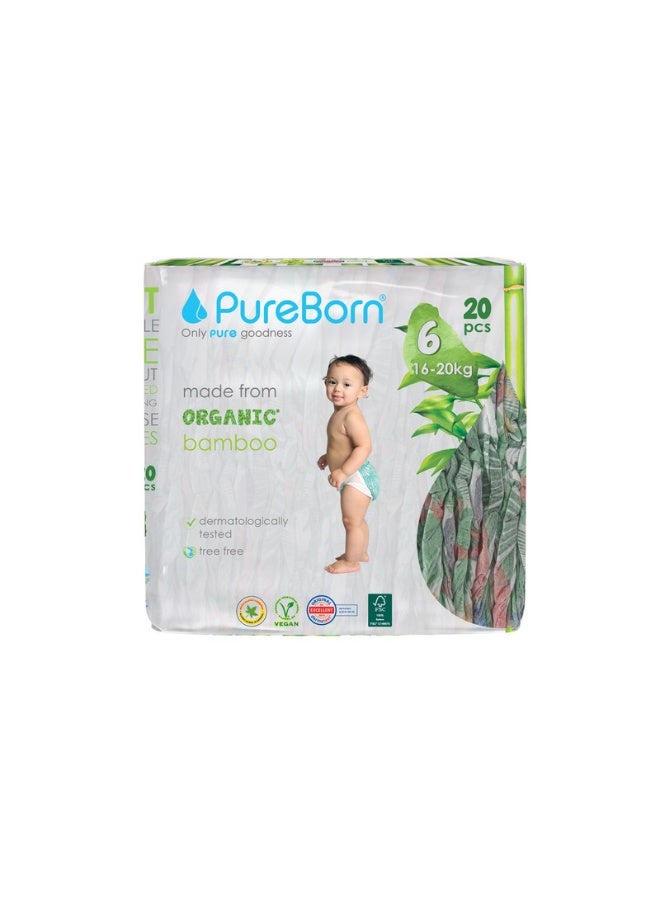 PureBorn Organic Bamboo Baby Diapers Size 6 (16-20kg) - Image 1
