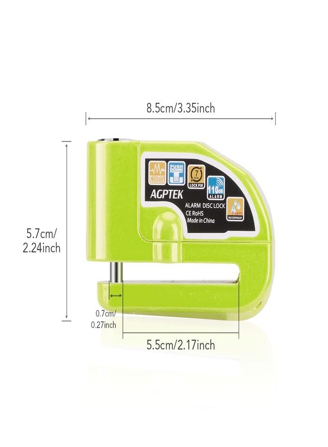 AGPTEK 110db Motorcycle Brake Lock with 5FT Reminder Cable, Anti-Theft Padlock Waterproof with Lock Pin Carrying Bag for Motorcycle Bike Scooter, Green - Image 3
