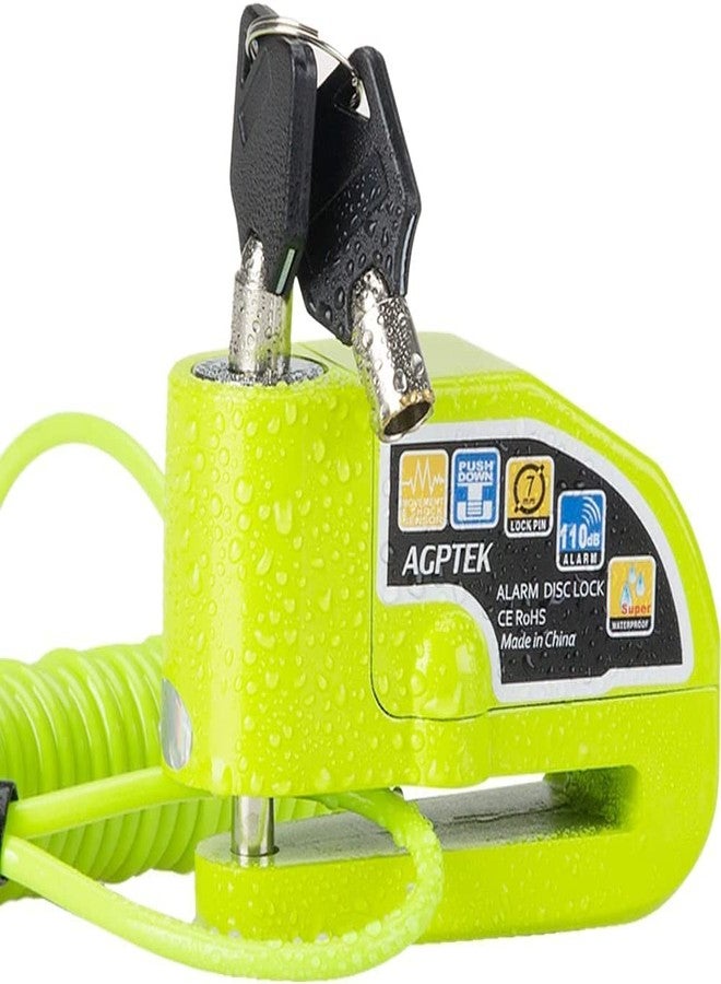 AGPTEK 110db Motorcycle Brake Lock with 5FT Reminder Cable, Anti-Theft Padlock Waterproof with Lock Pin Carrying Bag for Motorcycle Bike Scooter, Green - Image 1