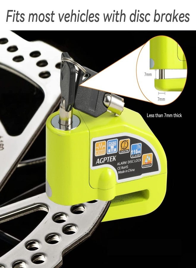 AGPTEK 110db Motorcycle Brake Lock with 5FT Reminder Cable, Anti-Theft Padlock Waterproof with Lock Pin Carrying Bag for Motorcycle Bike Scooter, Green - Image 5