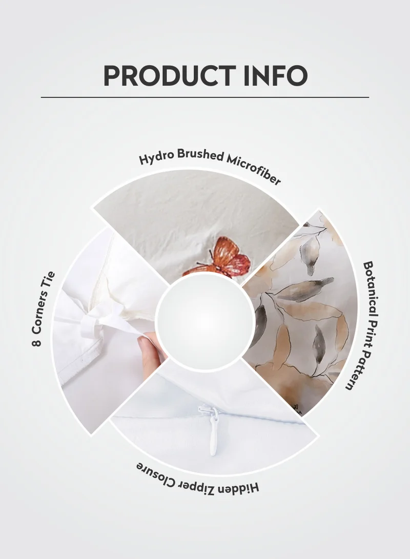 دوناتيلا طقم غطاء لحاف  قطع مقاس مفرد مطبوع مع غطاء لحاف وملاءة مثبتة وغطاء وسادة وكيس وسادة، لون بني باستيل