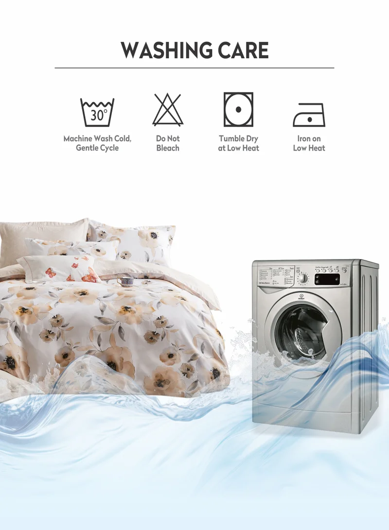 دوناتيلا طقم غطاء لحاف  قطع مقاس مفرد مطبوع مع غطاء لحاف وملاءة مثبتة وغطاء وسادة وكيس وسادة، لون بني باستيل