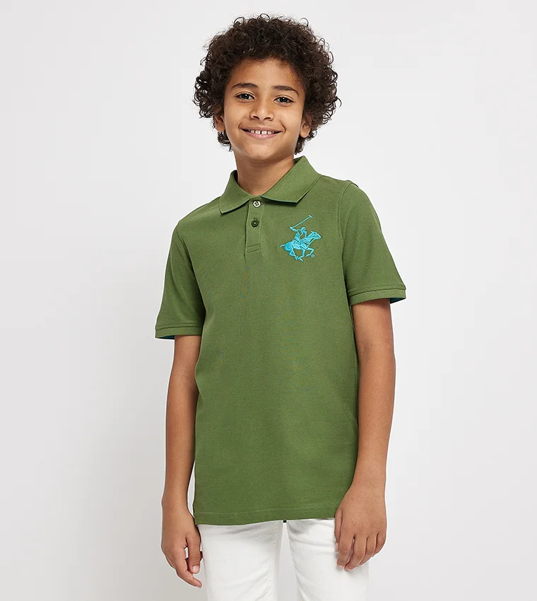 بيفرلي هيلز بولو كلوب تيشيرت بولو بأكمام قصيرة مطرز بشعار