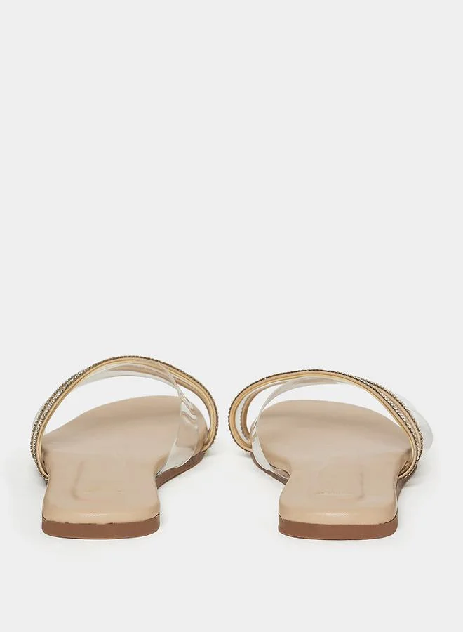 Styli Cross Band Embellished Sandals