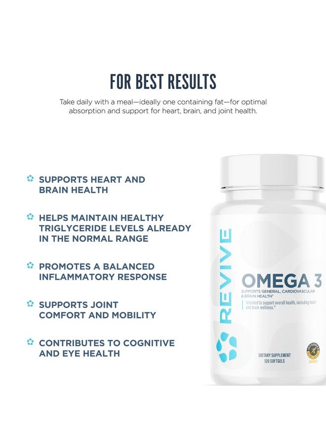 Revive MD Omega 3 Fish Oil Supplements for Men & Women - Omega 3 Softgels with EPA & DHA Fatty Acids for Healthy Skin & Joints, Heart & Brain Support - Vegan-Friendly, Gluten-Free - 120 Softgels - Image 4