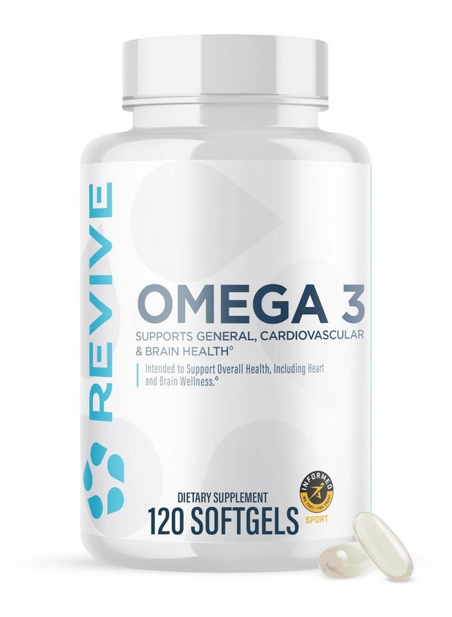 Revive MD Omega 3 Fish Oil Supplements for Men & Women - Omega 3 Softgels with EPA & DHA Fatty Acids for Healthy Skin & Joints, Heart & Brain Support - Vegan-Friendly, Gluten-Free - 120 Softgels - Image 1