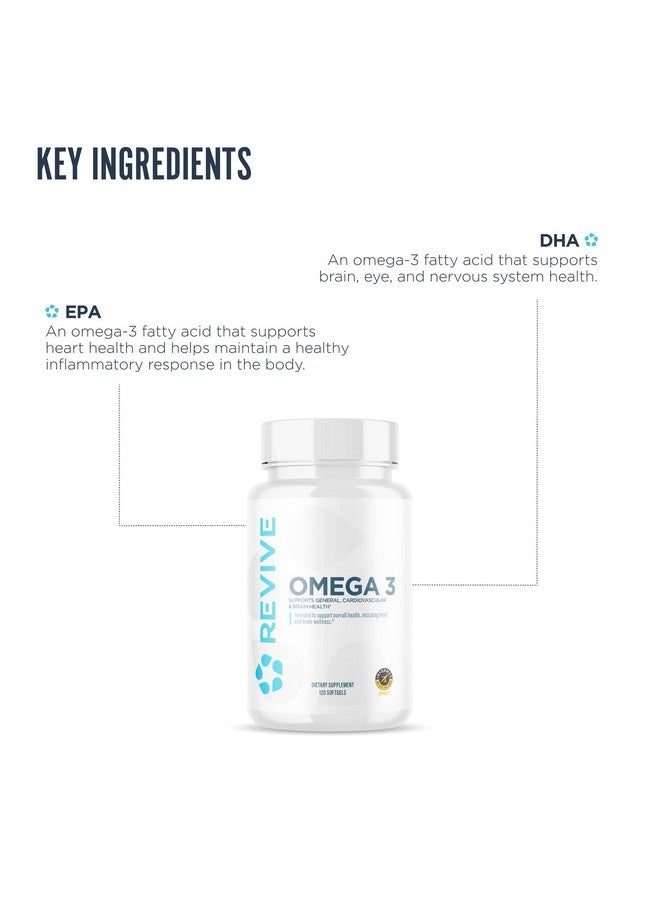 Revive MD Omega 3 Fish Oil Supplements for Men & Women - Omega 3 Softgels with EPA & DHA Fatty Acids for Healthy Skin & Joints, Heart & Brain Support - Vegan-Friendly, Gluten-Free - 120 Softgels - Image 3