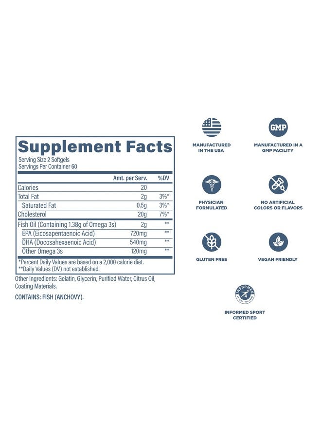 Revive MD Omega 3 Fish Oil Supplements for Men & Women - Omega 3 Softgels with EPA & DHA Fatty Acids for Healthy Skin & Joints, Heart & Brain Support - Vegan-Friendly, Gluten-Free - 120 Softgels - Image 5