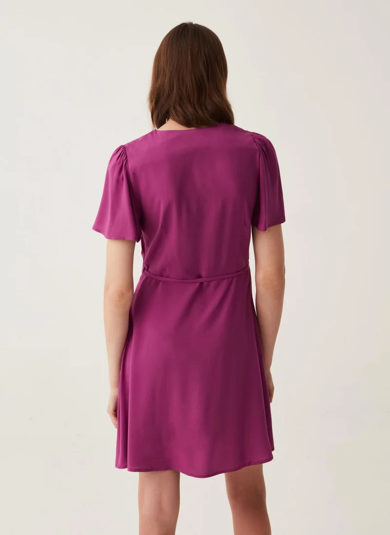 Ovs Short dress in viscose with V neck