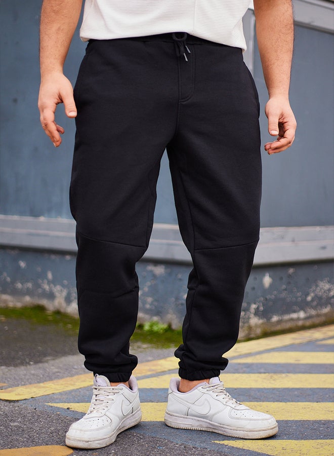 Black Regular Cut Text Print Detailed Sweatpants TMNAW25EA00003