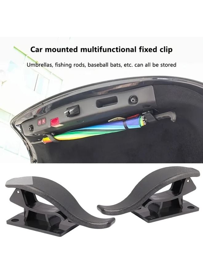 2pcs Black Car Hooks Multi Purpose Umbrella Storage Clip Seat Back Organizer - Image 2