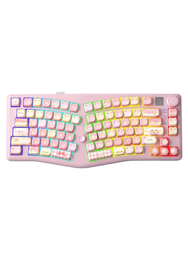 LEOBOG A75 Tri-Mode Wireless Mechanical Keyboard 75% Hot-Swappable Bluetooth 5.0 + 2.4GHz + USB-C Gaming Keyboard, Rechargeable RGB Backlit Ergonomic Custom Keyboard with Barbie Switches – Dream Pink Meow - Image 1