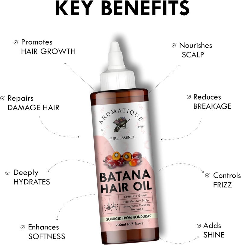 AROMATIQUE Batana Oil Enriched with Rosemary, Argan, Onion, Castor Oil & More - Batana Oil for Hair Growth - Nourishes Hair & Adds Shine - Batana Oil (200 ml) - Image 3