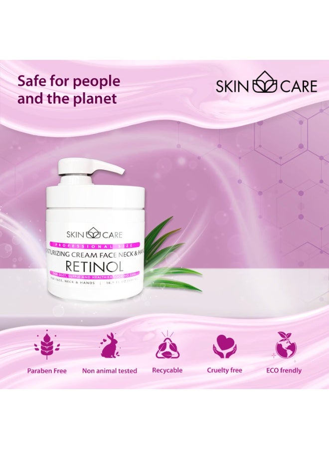 Skin care Skin Care Retinol 3-in-1 Moisturizer Face Cream, Neck and Hands - Treatment for Crepey Texture, Wrinkles and Sagging - Daily Lotion for All Skin Types - 16.9 fl. oz. - Image 4