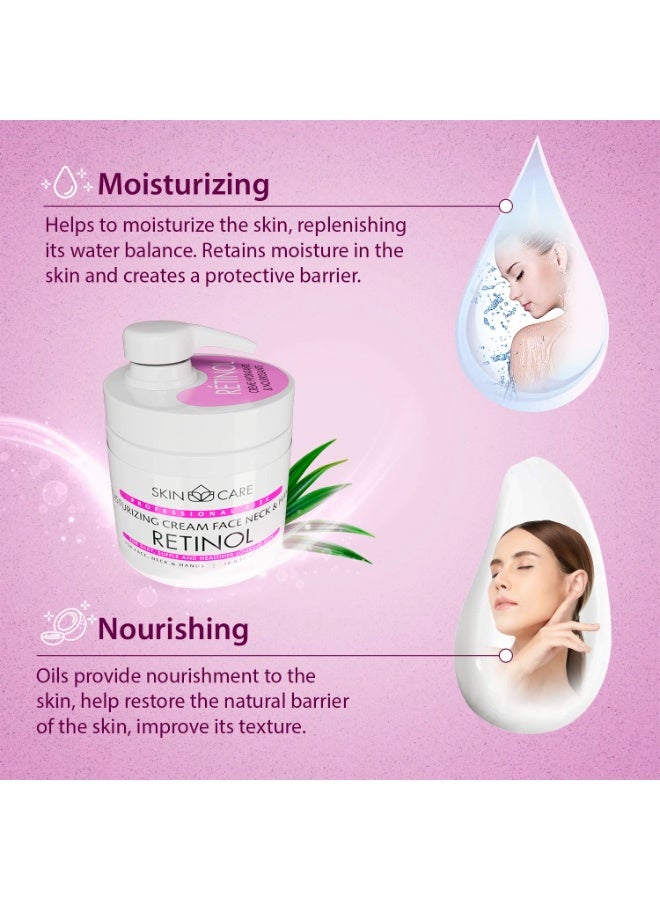 Skin care Skin Care Retinol 3-in-1 Moisturizer Face Cream, Neck and Hands - Treatment for Crepey Texture, Wrinkles and Sagging - Daily Lotion for All Skin Types - 16.9 fl. oz. - Image 2