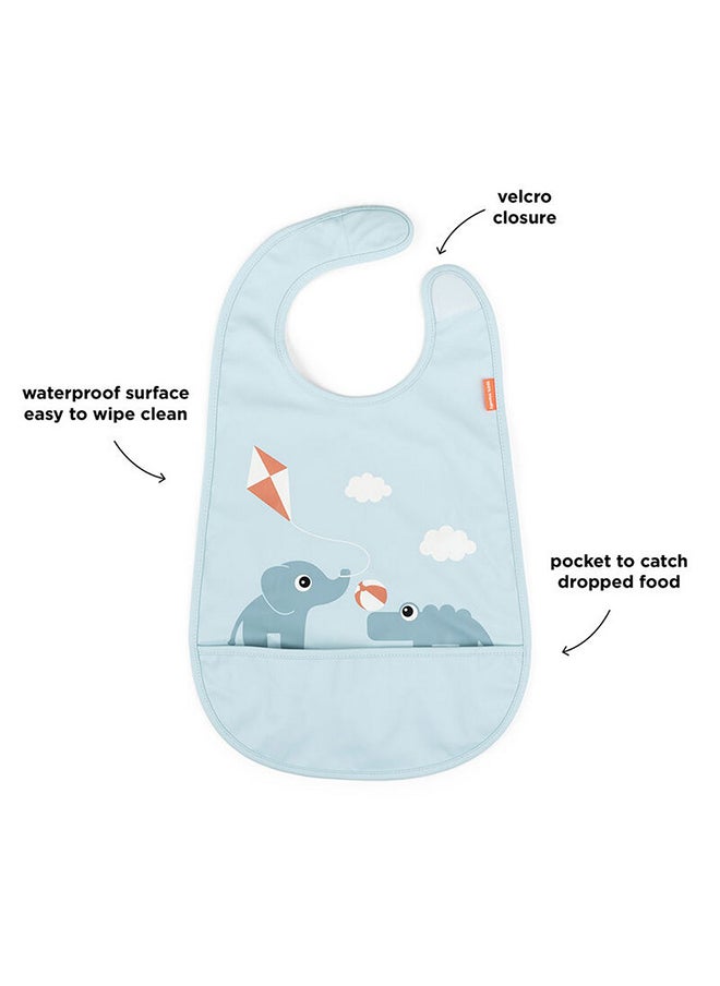 done by deer Bib With Velcro Playground Blue | Waterproof Baby Bib | Soft  And  Adjustable | Easy-Clean Feeding Bib | Lightweight  And  Durable  - Image 2