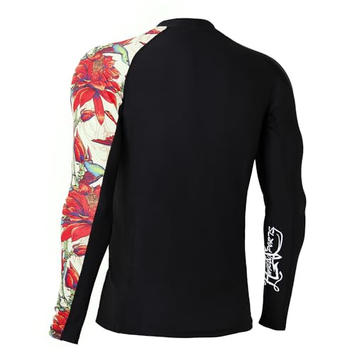 ADOREISM Men's Rash Guard Long Sleeves Splice UPF 50+ BJJ Jiu Jitsu Rash Guard Compression Swimming Shirts (Trochilus, 2XL) - Image 3