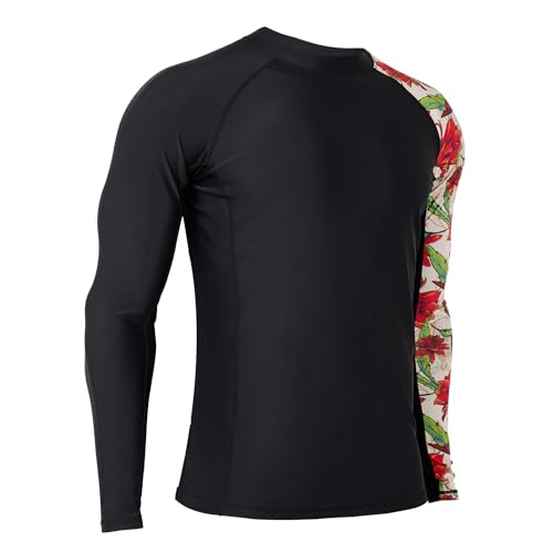 ADOREISM Men's Rash Guard Long Sleeves Splice UPF 50+ BJJ Jiu Jitsu Rash Guard Compression Swimming Shirts (Trochilus, 2XL) - Image 2