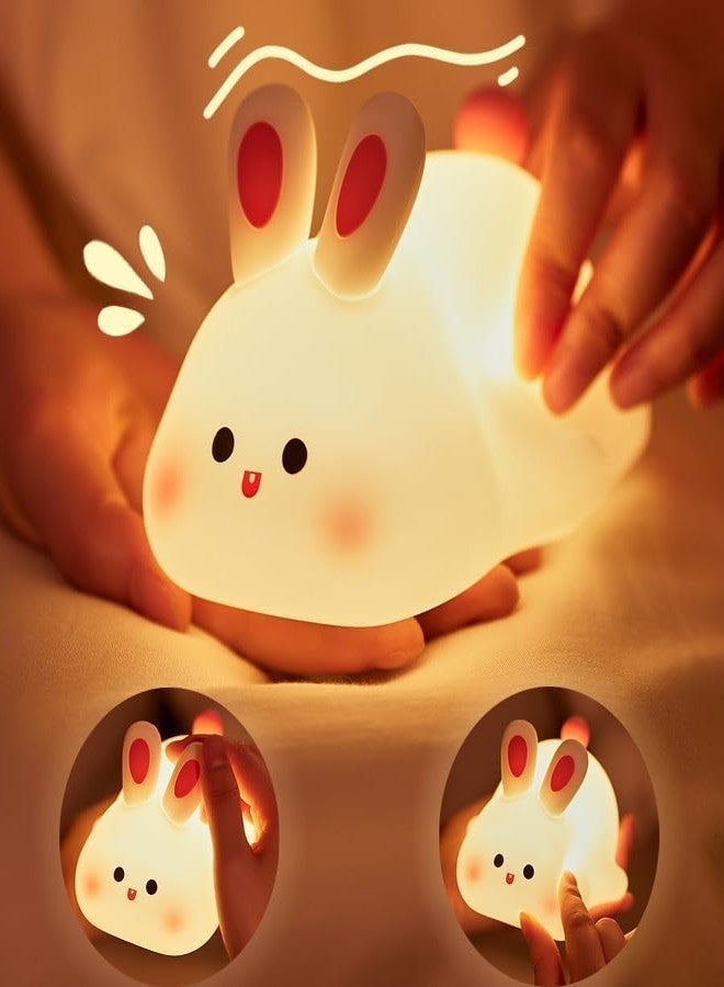 Blackzone Cute Night Light for Kids, Nursery | Silicone Night Light, LED Lamp, Room Decor, Gifts for Toddler Children Teenage Girls Valentine's Day (Big Face Rabbit) - Image 1