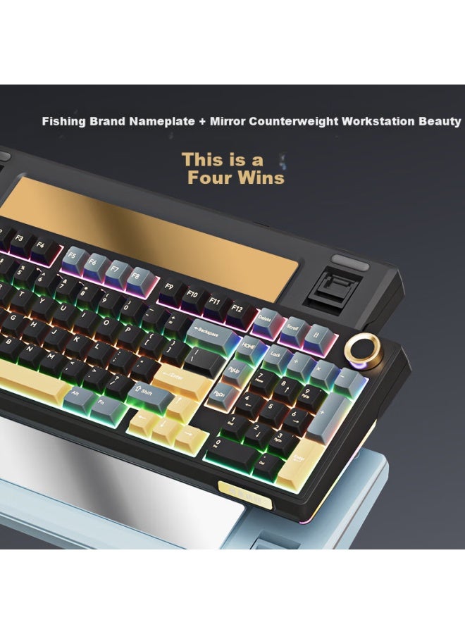 JD.com Jd Jingzao Jz990pro Three-mode Wireless Bluetooth Wired Office Gaming Keyboard Esports Pbt Keycaps National Subsidy Independent Numeric Zone Extended Battery Mechanical Keyboard Gilded Black - Image 3