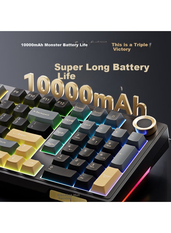 JD.com Jd Jingzao Jz990pro Three-mode Wireless Bluetooth Wired Office Gaming Keyboard Esports Pbt Keycaps National Subsidy Independent Numeric Zone Extended Battery Mechanical Keyboard Gilded Black - Image 2