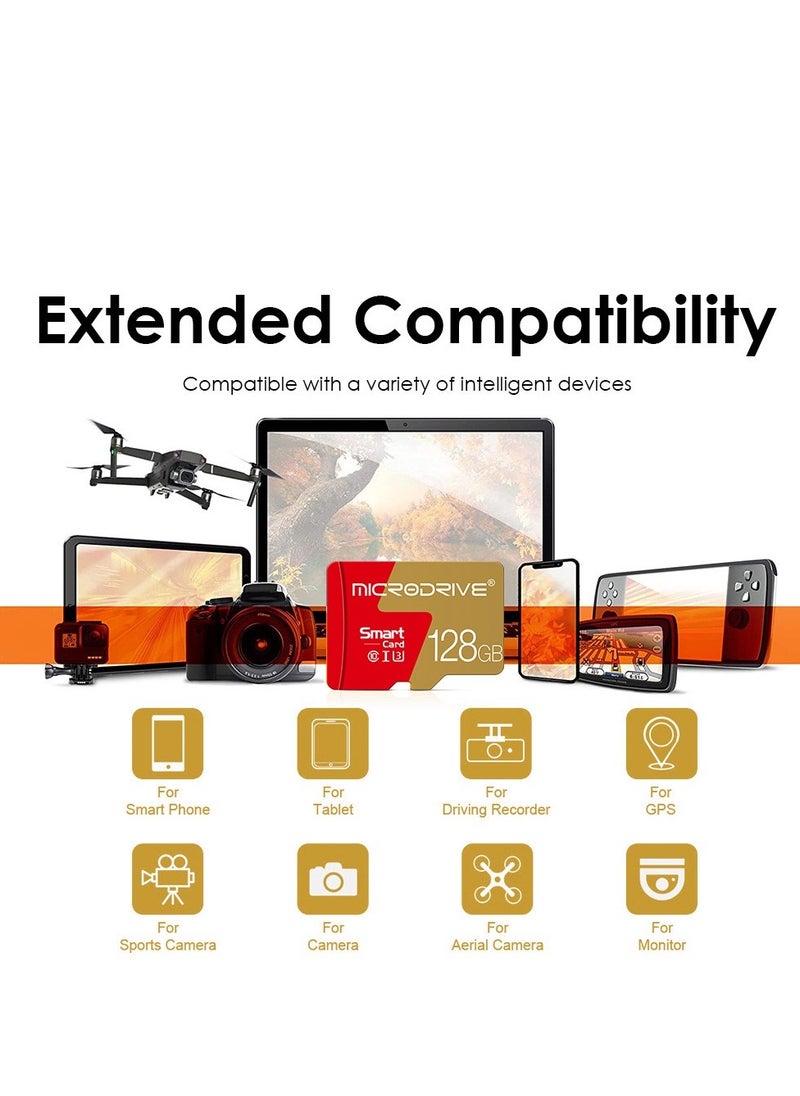 MicroDrive 128GB Ultra MicroSDXC Card, Memory Card A1, U3, C10, V30, 4K, UHS-I speeds up to 100/30MB/s (R/W), MicroSD card for cell phones, camcorders, car recorders, surveillance devices, tablets and more  - Image 3