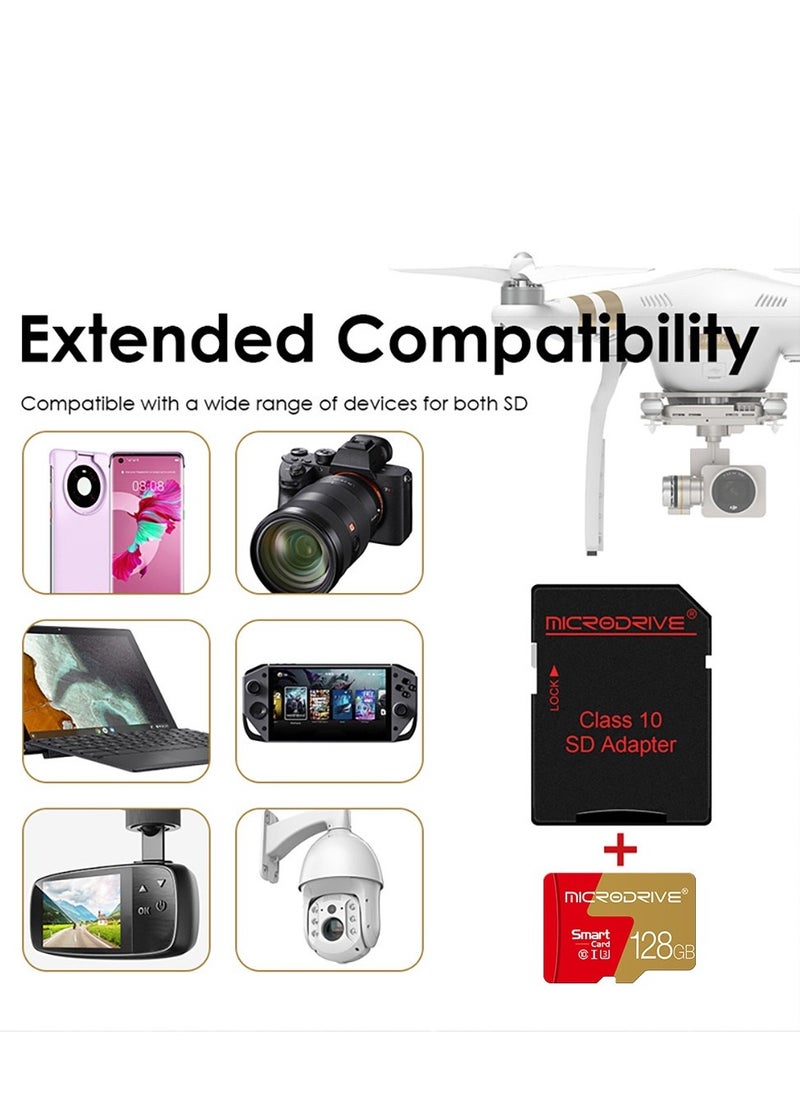 128GB Ultra MicroSDXC Card, Memory Card A1, U3, C10, V30, 4K, UHS-I speeds up to 100/30MB/s (R/W), MicroSD card for cell phones, camcorders, car recorders, surveillance devices, tablets and more