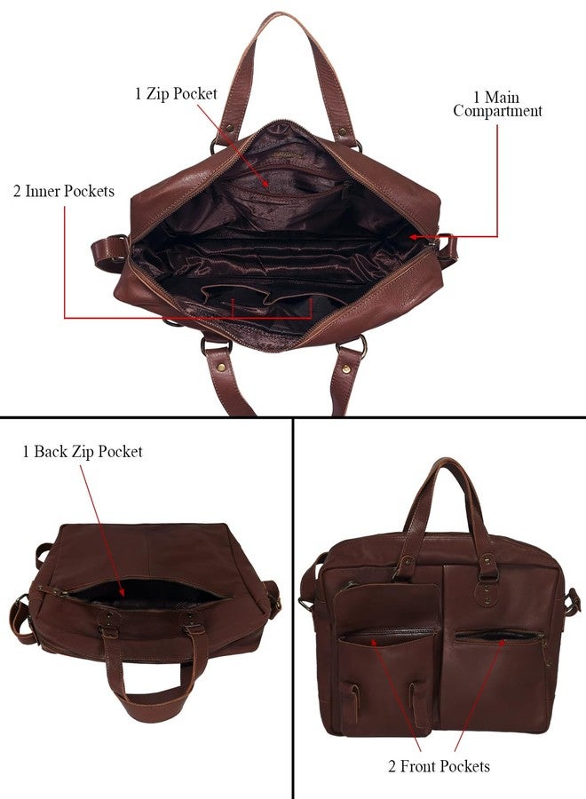 MANDAVA Genuine Leather Laptop Messenger Bag for Mens | Stylish Office Bag with Adjustable Shoulder Strap - Image 3