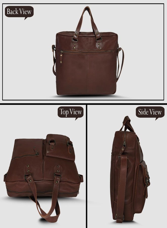 MANDAVA Genuine Leather Laptop Messenger Bag for Mens | Stylish Office Bag with Adjustable Shoulder Strap - Image 2