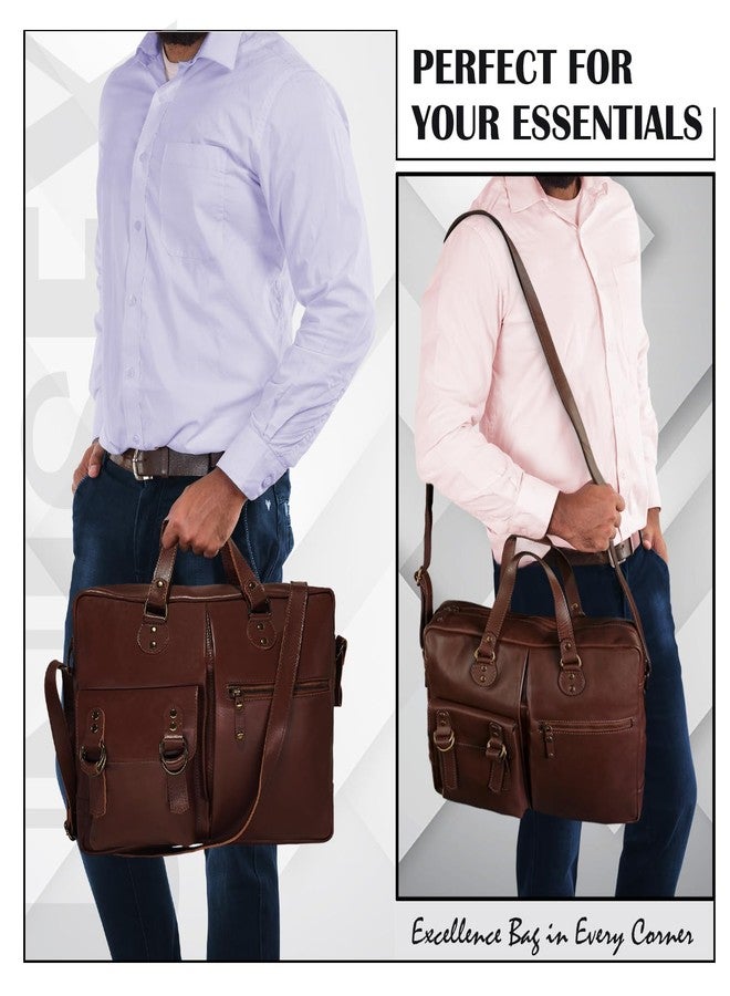 MANDAVA Genuine Leather Laptop Messenger Bag for Mens | Stylish Office Bag with Adjustable Shoulder Strap - Image 5