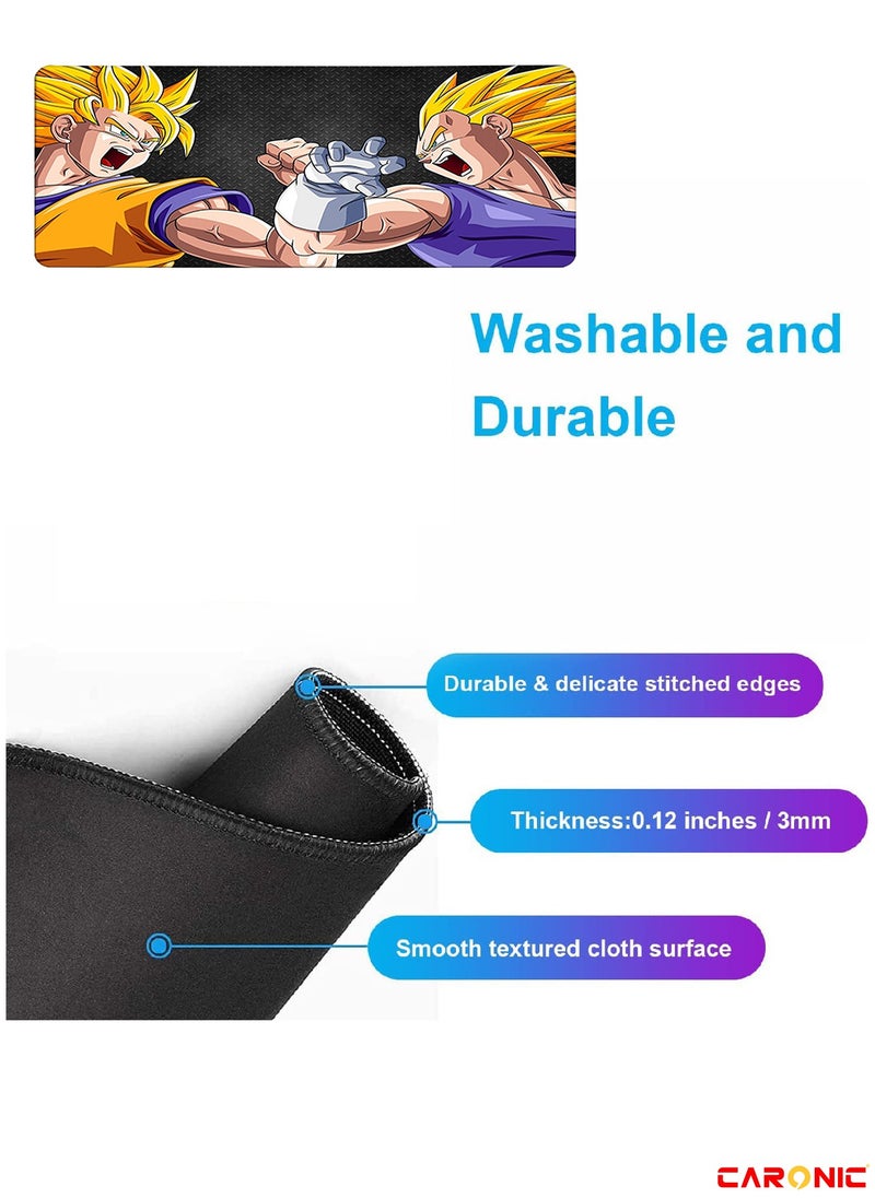CARONIC Large Gaming Mouse Pad with Superior Micro Weave Cloth Extended Desk Mousepad with Stitched Edges Non-Slip Base Water Resist Keyboard Pad For Gamer And Office Home DBZ 130  - Image 4