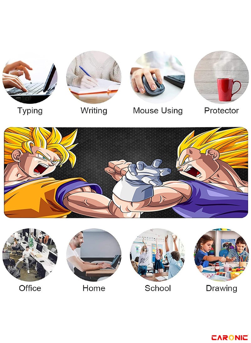 CARONIC Large Gaming Mouse Pad with Superior Micro Weave Cloth Extended Desk Mousepad with Stitched Edges Non-Slip Base Water Resist Keyboard Pad For Gamer And Office Home DBZ 130  - Image 2