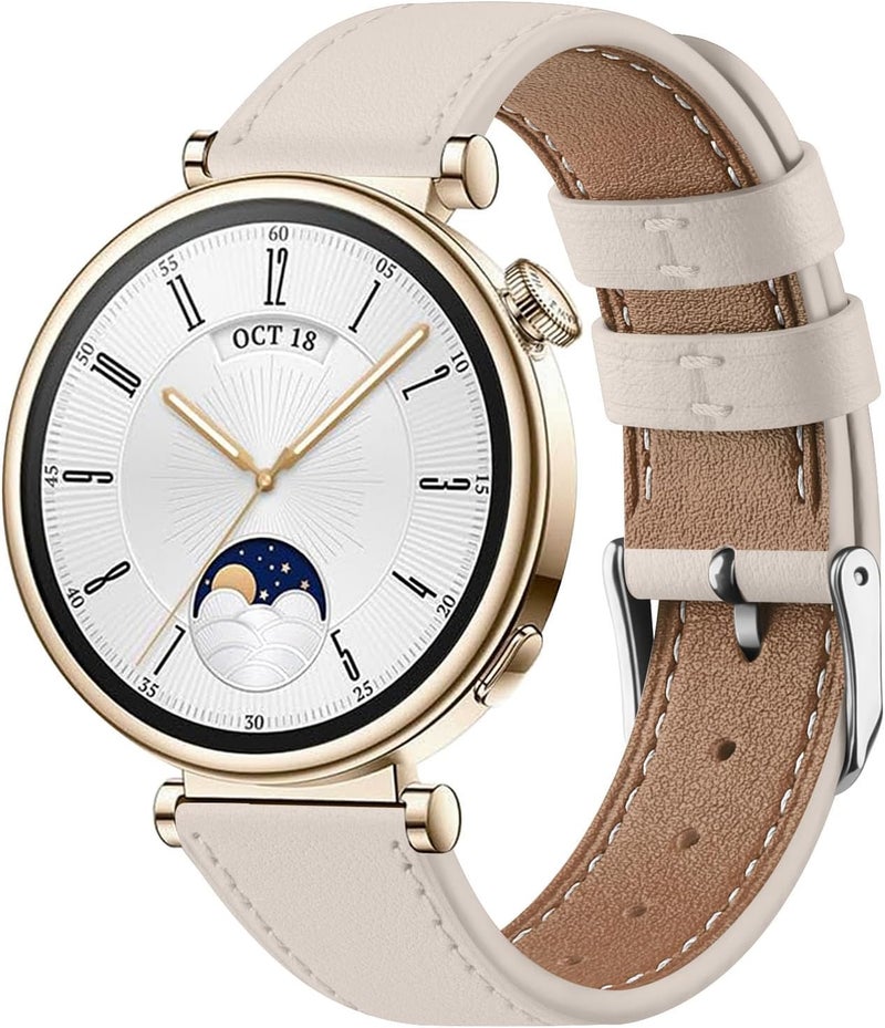 Leather Band for Huawei Watch GT5/GT4 41mm Straps, 18mm Premium Leather Replacement Strap for Huawei GT4 /5 41mm Huawei GT 5 pro 42mm Women Men - Image 1