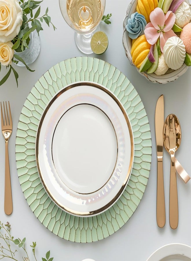 Omuriko Green Charger Plates Set of 12, 13" Plastic Chargers for Dinner Plates, Thanksgiving, Christmas Party Banquet Serveware Supplies - Image 3