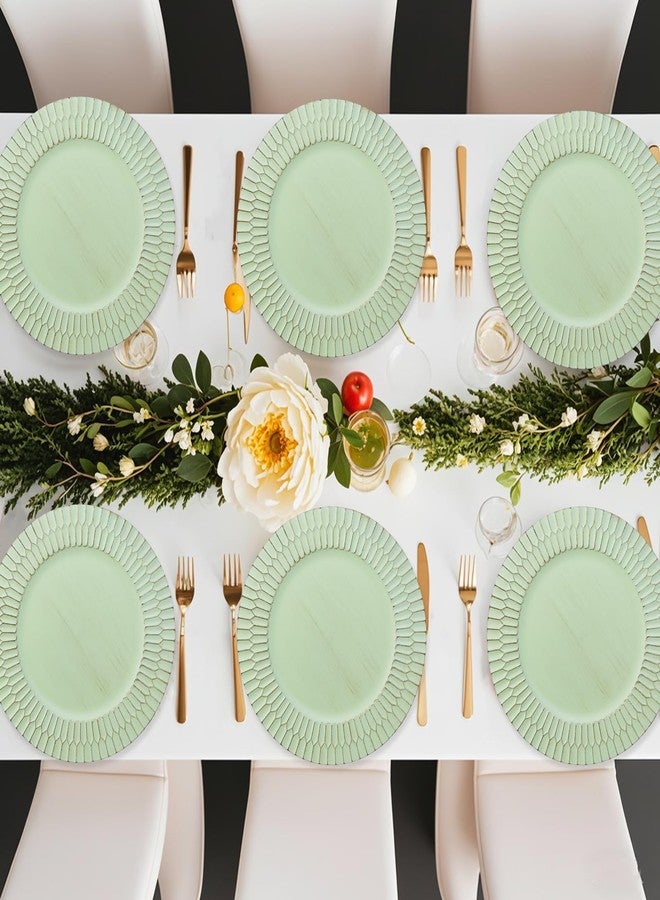 Omuriko Green Charger Plates Set of 12, 13" Plastic Chargers for Dinner Plates, Thanksgiving, Christmas Party Banquet Serveware Supplies - Image 4