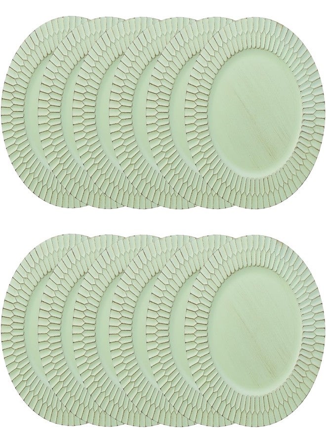 Omuriko Green Charger Plates Set of 12, 13" Plastic Chargers for Dinner Plates, Thanksgiving, Christmas Party Banquet Serveware Supplies - Image 1