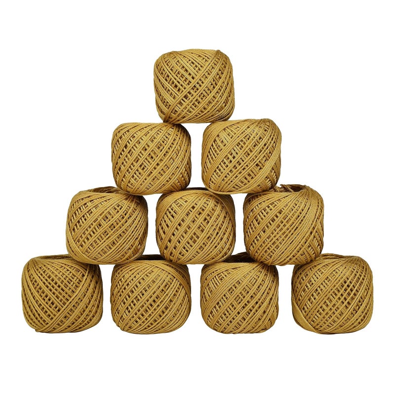 CORIOX Crochet Thread Set Of 10 Ball Crochet Cotton Thread Yarn For Knitting & Craft Making. Size 20 Gram 55 To 60 Mtr Approx (Light Brown), 230 Gm - Image 1